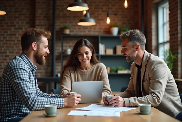 Équipe professionnelle en réunion de travail analysant les outils et services disponibles pour développer une entreprise en 2024