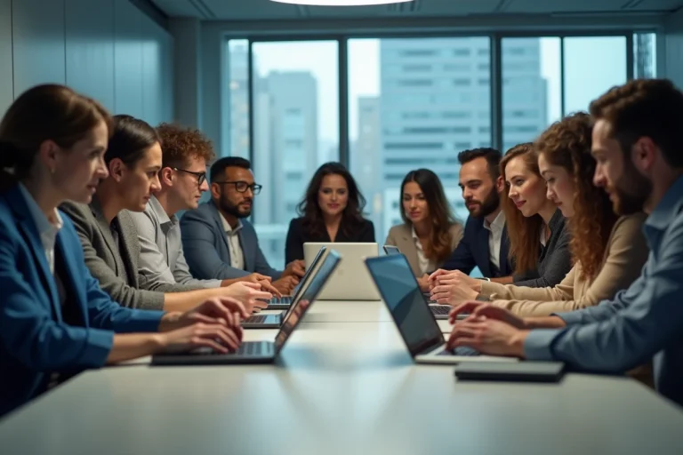 Groupe de jeunes professionnels en réunion de travail