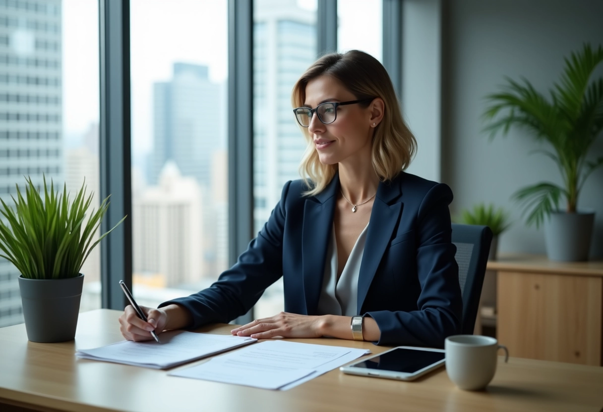 Femme d affaires confiante dans un bureau moderne
