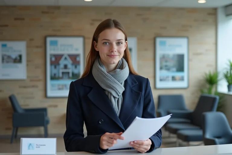 Jeune femme à la mairie de Levallois avec documents