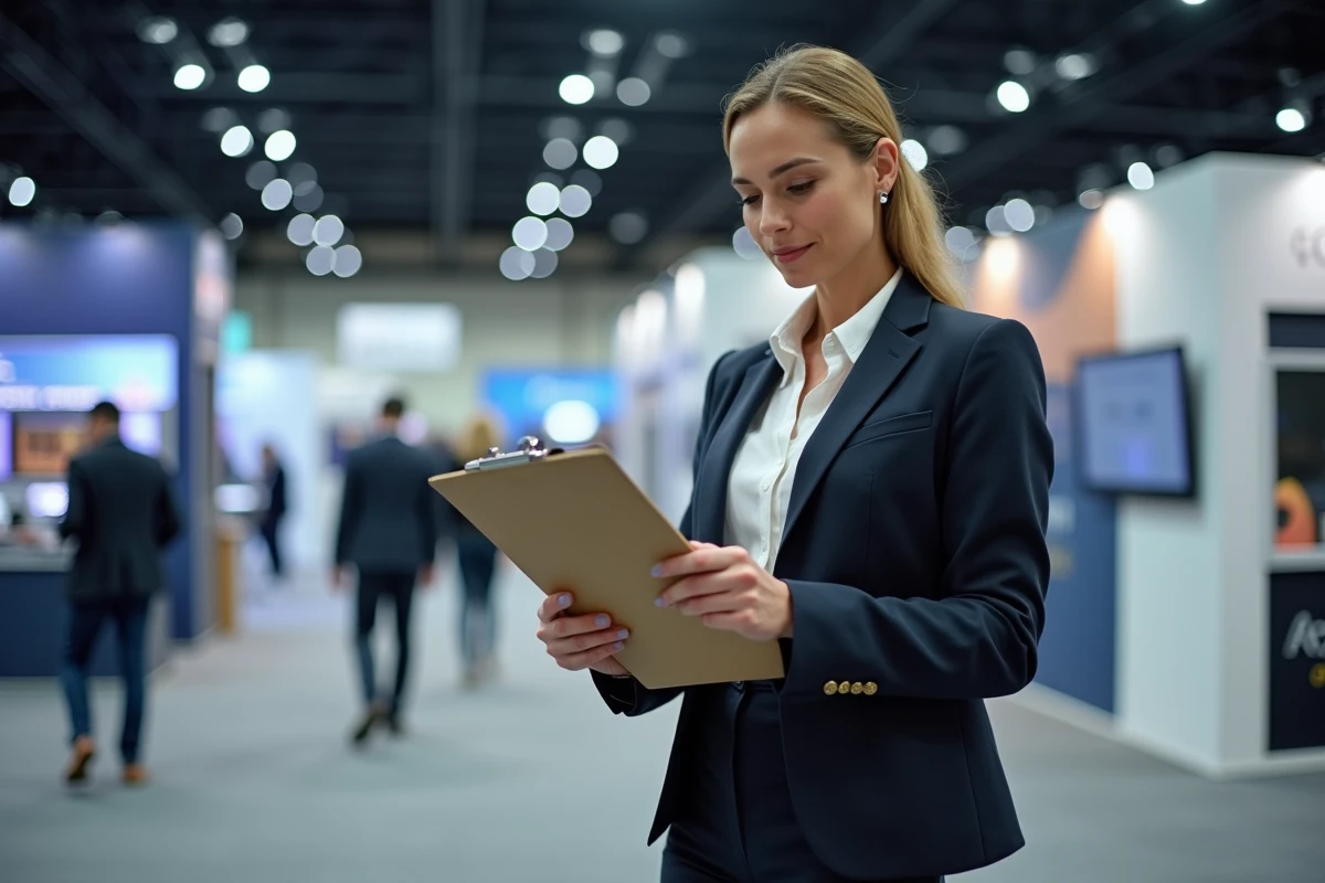 Organisatrice vérifiant le montage d